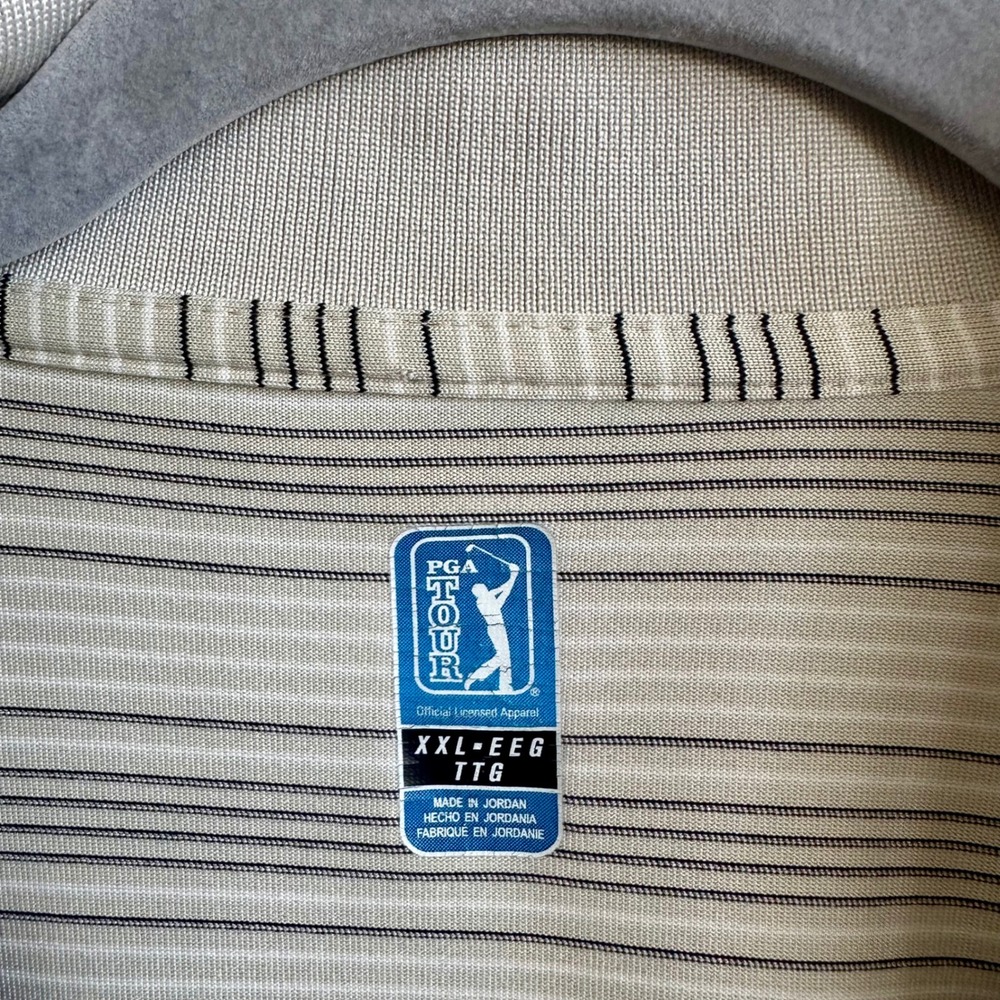 PGA Tour Dri Flux Grey Off White Horizontal Striped Golf Polo Shirt‎ XXL - Picture 3 of 6